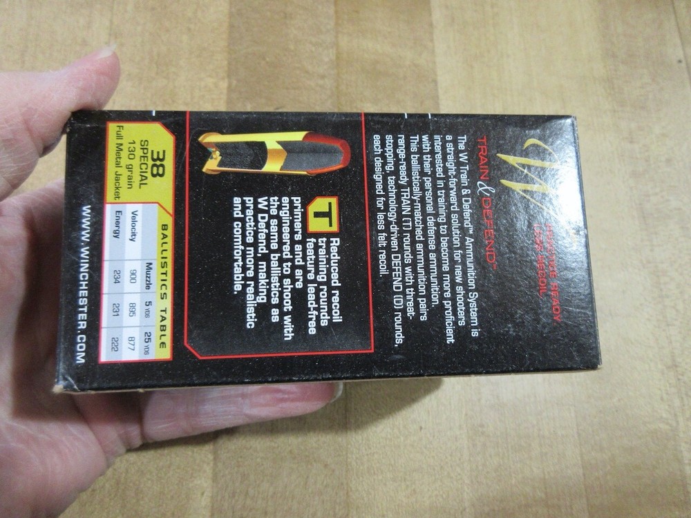 Empty Ammo Box Winchester Train & Defend 38 Special FMJ with insert