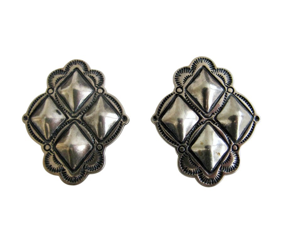 Anthony Kea Navajo Sterling Silver Concho Earring Clips 1994