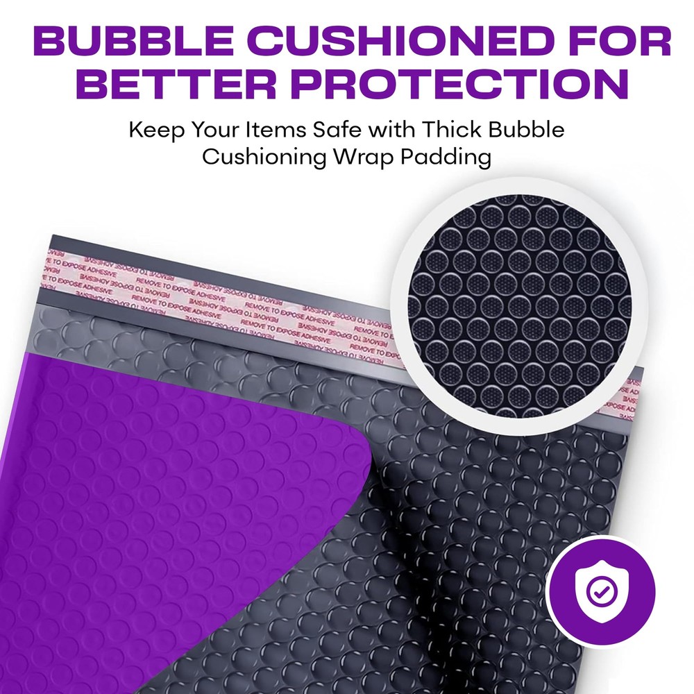 MAILERVIEW Purple Small Bubble Mailers 4x8 Inch #000 | Thick Padded Poly Bubble