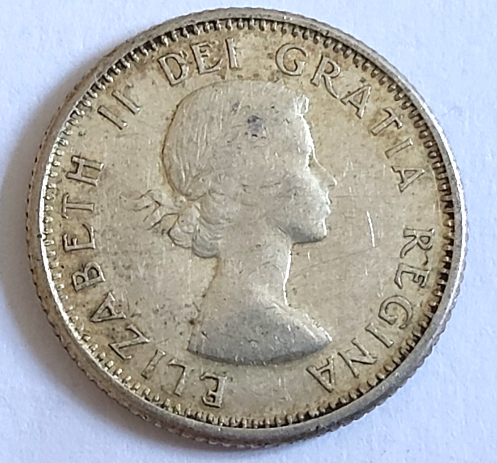 Canada , Queen Elizabeth II, Silver 10 Cent Coin 1959 ,          refde61