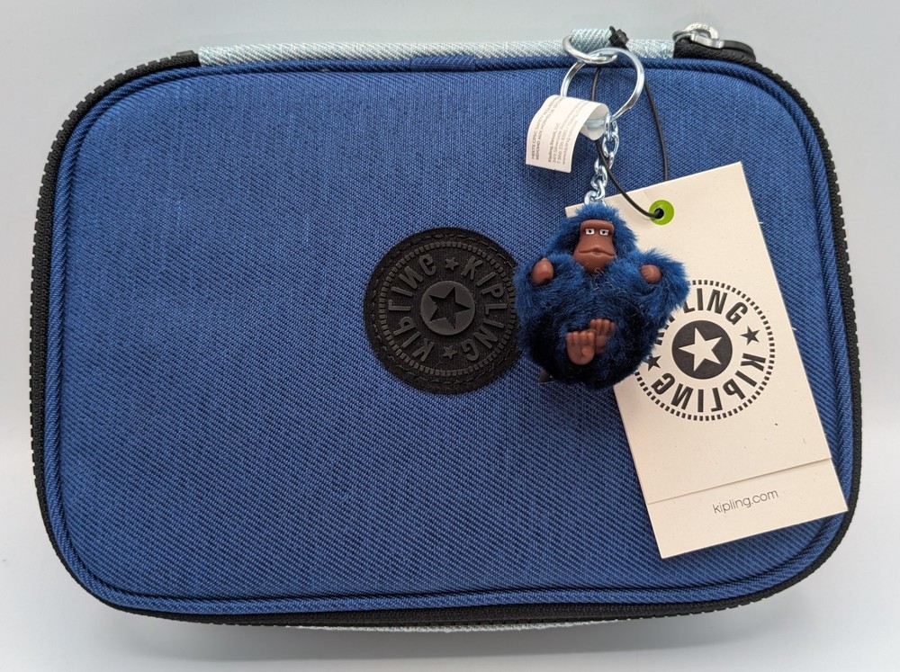 Kipling 100 Pens Printed Case Pencil Accessory FRESH DENIM BLUE