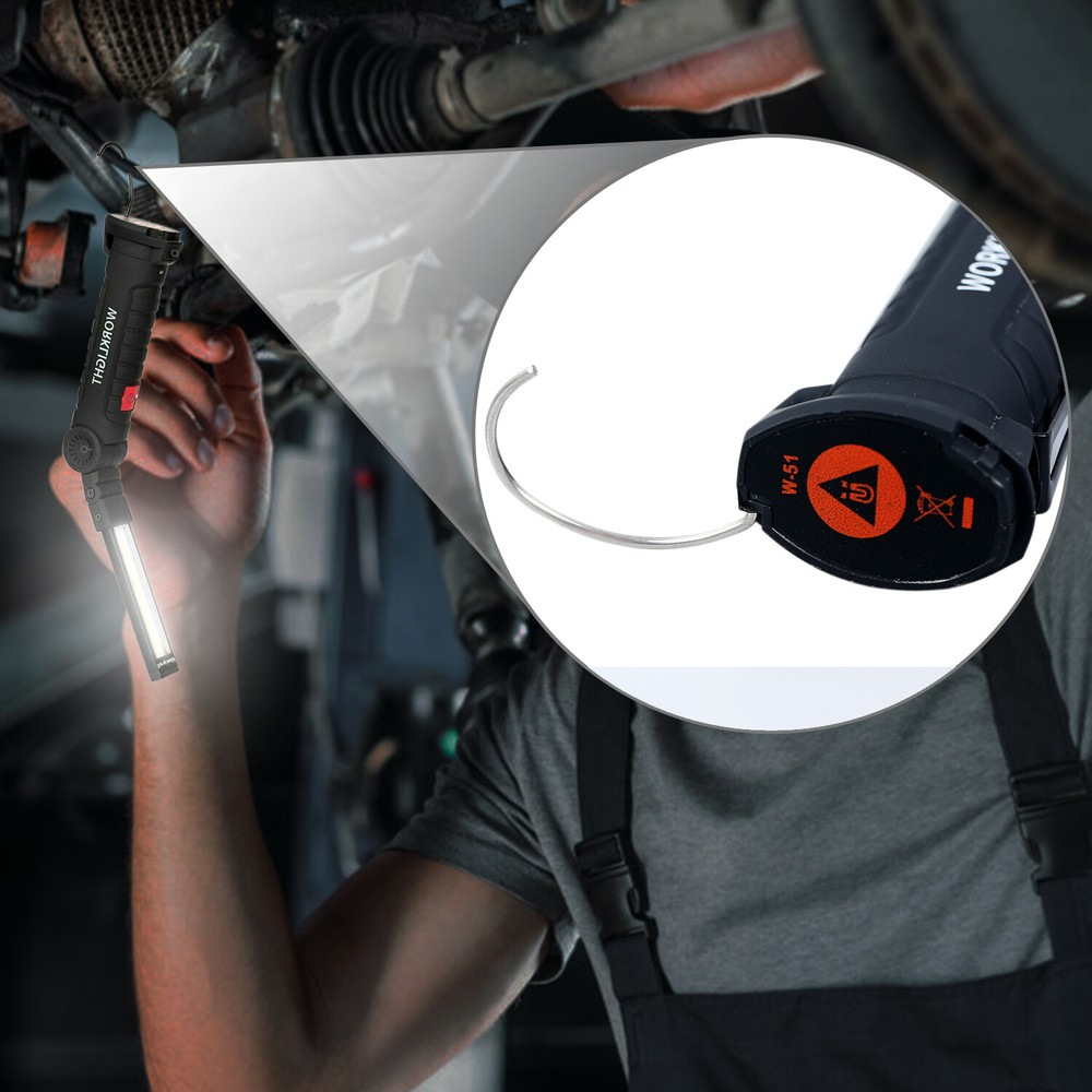 Magnetic Rechargeable COB LED RED Work Light Lamp Flashlight Folding Torch