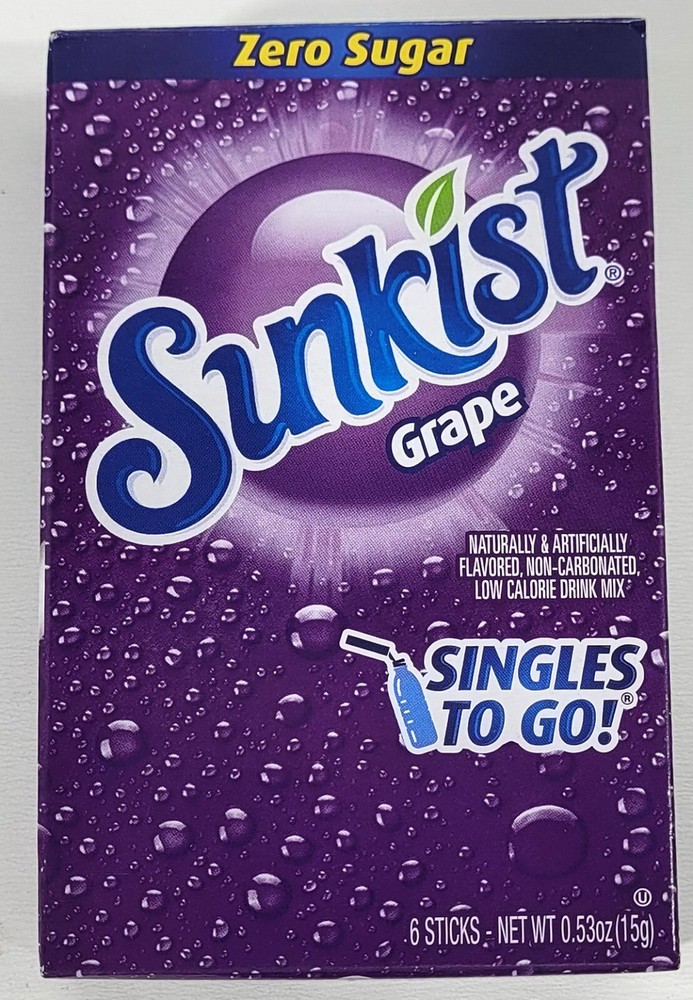 SunkistGrape - Singles To Go Packets - Zero Sugar Free -Drink Mix - 3 Boxes