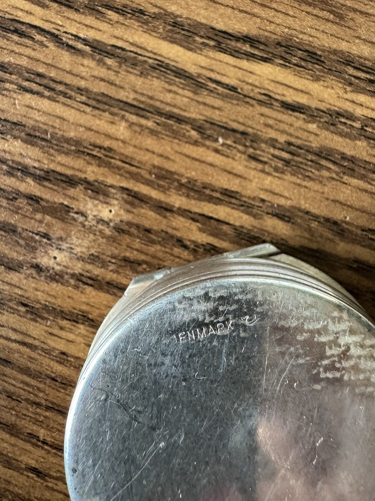 Vintage Silver Pill Box Denmark Tavern Scene Box