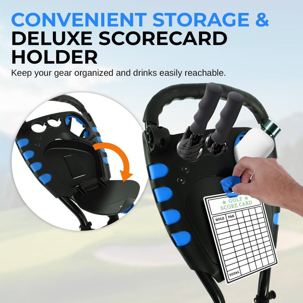 Golf Push Pull Cart – Lightweight, Foldable, Bag Holder with Adjustable Handle,