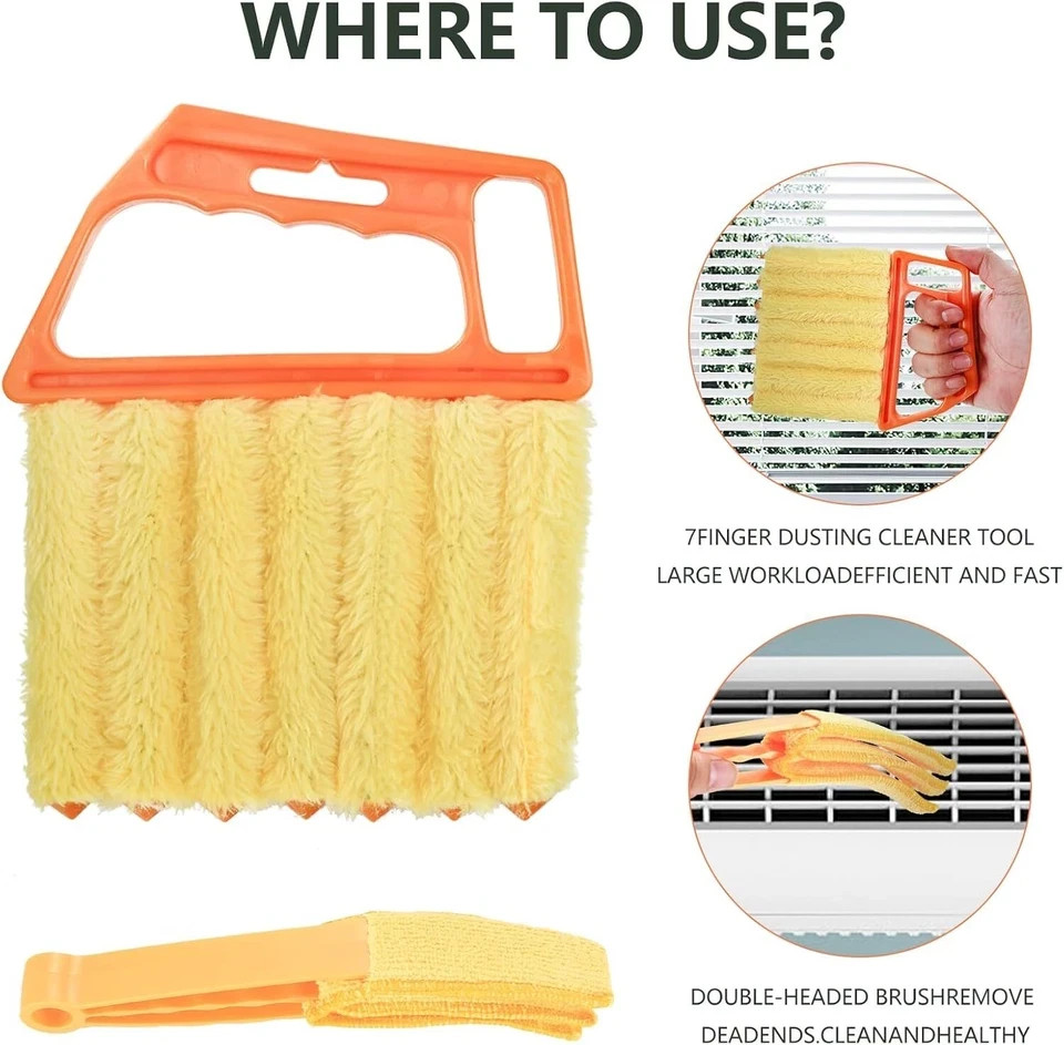 4Pcs Window Venetian Blind Cleaner Duster Tool, Include 2Pcs 7 Finger Blind Dust
