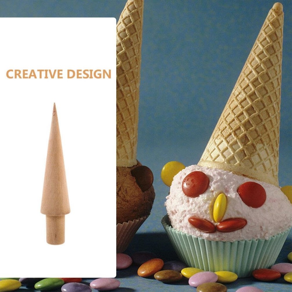 3-Piece Ice Cream Cone Mold Set - Multi-Function Wooden Krumkake Iron and Con...