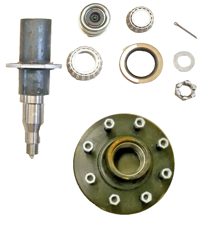 7000# Build Your Own Stub Kit w/8 x 6.5 Lug FLANGED Round Spindle Trailer