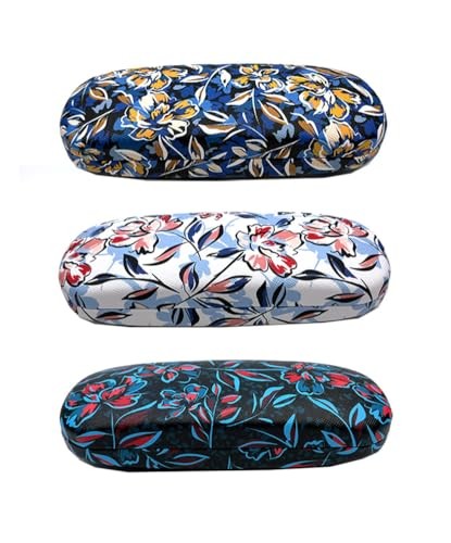 [4 PACK /], Printed Pattern Durable Hard Clamshell Eyeglass 3 PACK Rose Flower