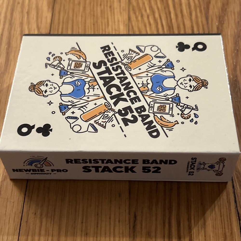 Stack 52 Resistance Band Exercise Cards Workout Game With Box