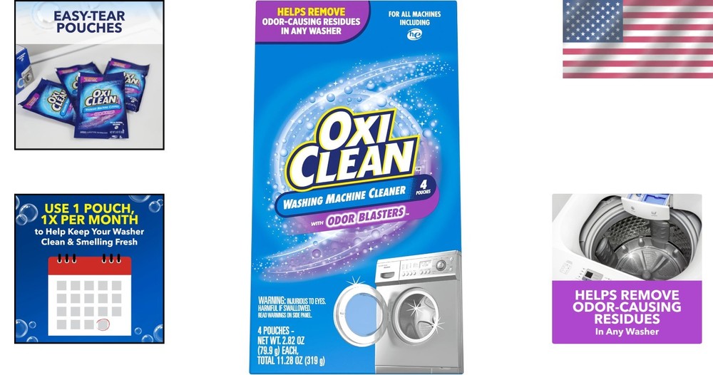 Washing Machine Cleaner with Odor Blasters, 4 Count