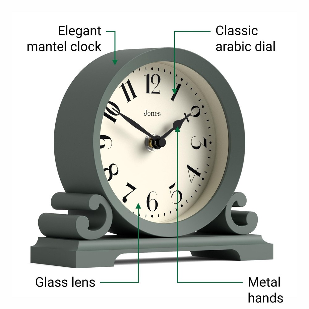 JONES CLOCKS® Saloon Mantel Clock | Small Traditional Double Scroll Design