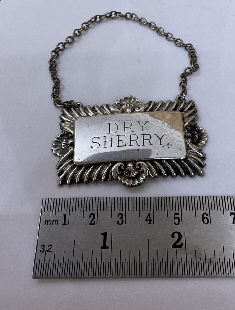 Vintage Silver Plate EPNS DECANTER LABEL Dry Sherry