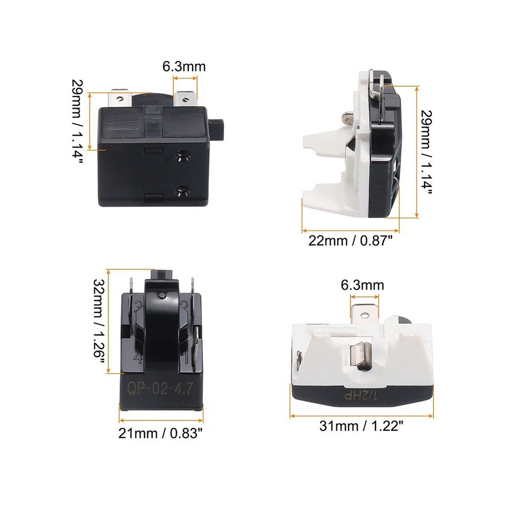 PTC Starter Relay 3 Pin 47 Ohm with Overload Protector for Refrigerators