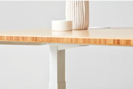 Jarvis Bamboo Standing Desk - Rectangle, Silver Base frame with no Grommet