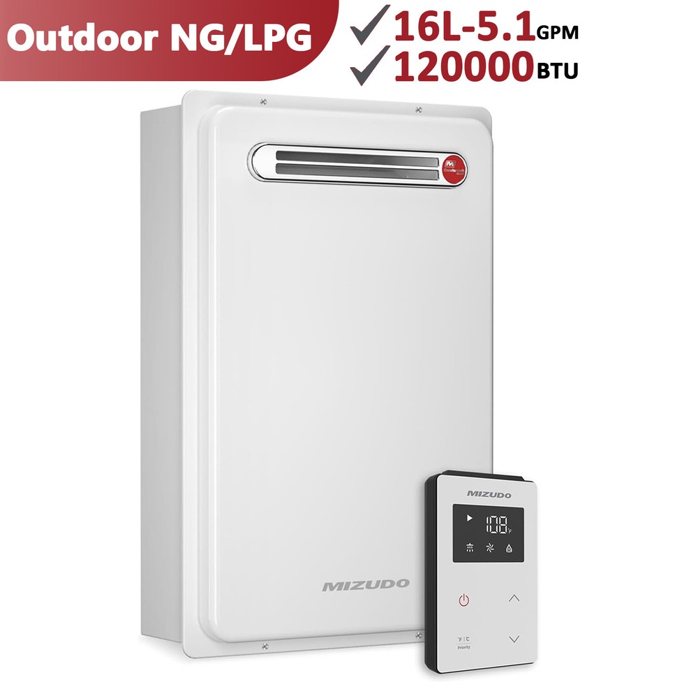 Natural Gas/Propane Tankless Water Heater Outdoor 5.1GPM 120,000 BTU On-Demand