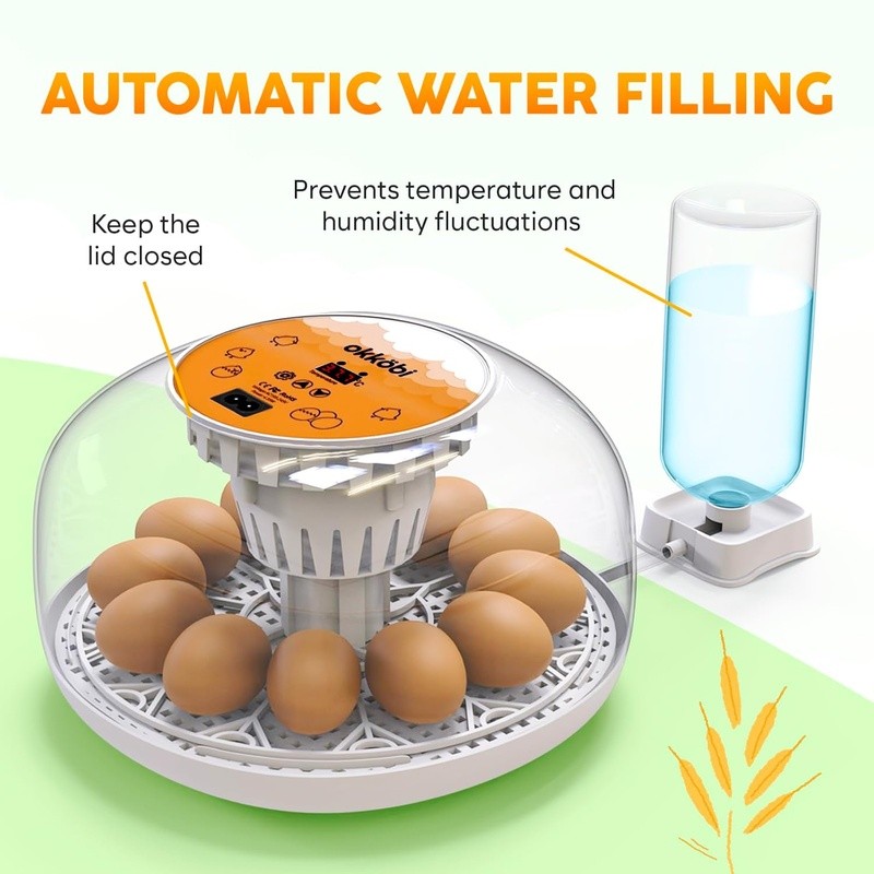 Automatic Chicken Egg Incubator Humidity Control LED Display Egg Turner 360 View