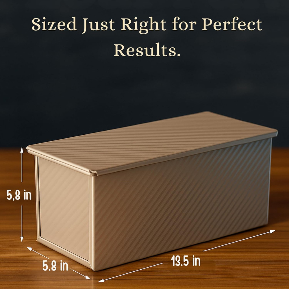 5-Pack Pullman Loaf Pan with Lid – Sourdough Loaf Pan Set, Includes Dough Scrape