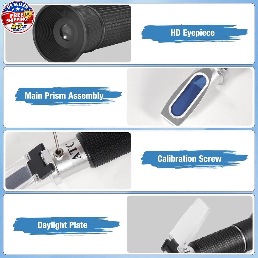 GYE Brix Refractometer with ATC, Dual Scale - Specific Gravity & Brix,...