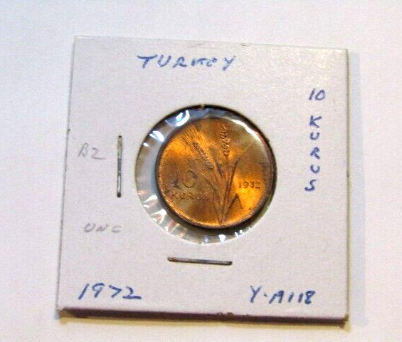 Turkey 1972 10 Kurus unc Coin