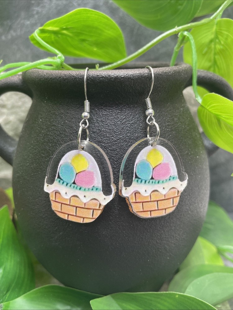 2” Silver-tone Easter Acrylic Bohemian Drop Dangle Earring Set New Free Ship C55