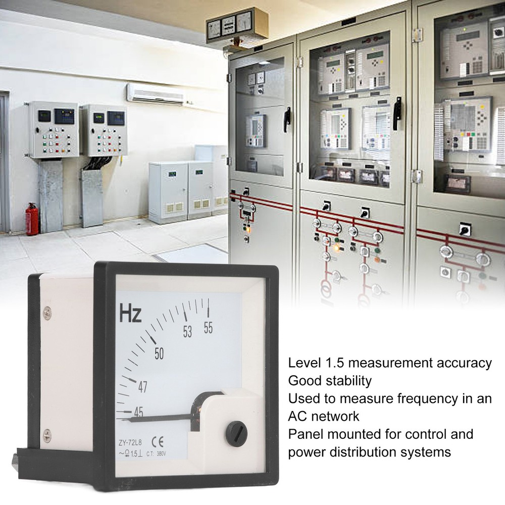 AC Frequency Meter 45 To 55Hz 1.5 Class Accuracy 72x72mm Panel Frequency