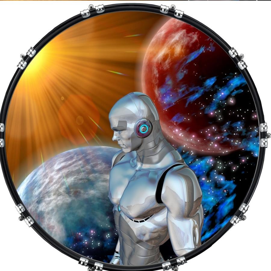 Custom 22" Kick Bass Drum Head Graphical Image Front Skin Android 1