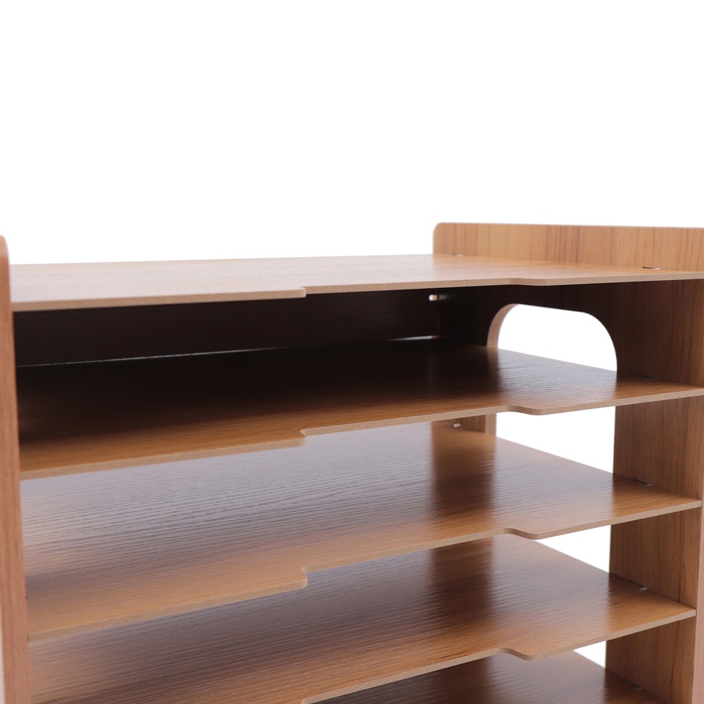 7Tier Widen Wood Office Paper Organizer Rectangular For Desk Desktop File Holder