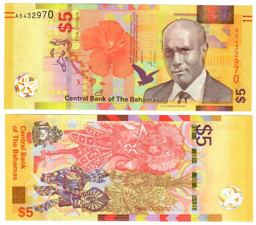 Bahamas 5 Dollars 2020 UNC