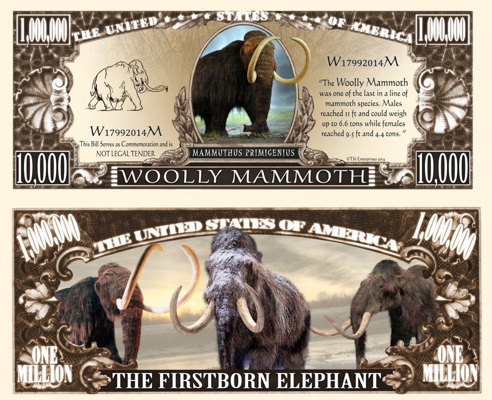 OUR WOOLLY MAMMOTH DOLLAR BILL (2 Bills)