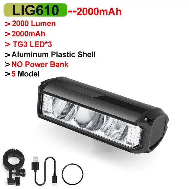 Bicycle Light Front 10000mAh Light 6000Lumen Waterproof Flashlight USB Charging
