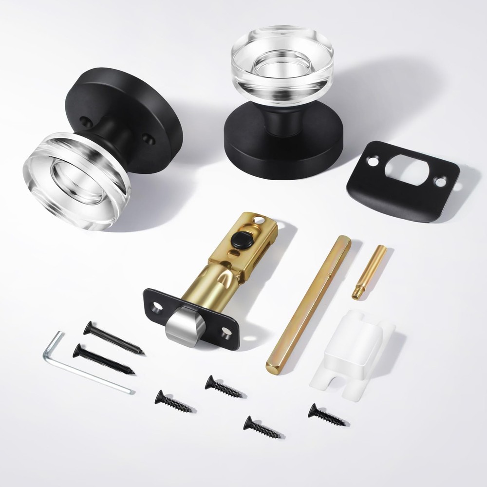 Matte Black Door Knob Privacy Door Knobs Glass Door Knobs Interior, Vintage R...