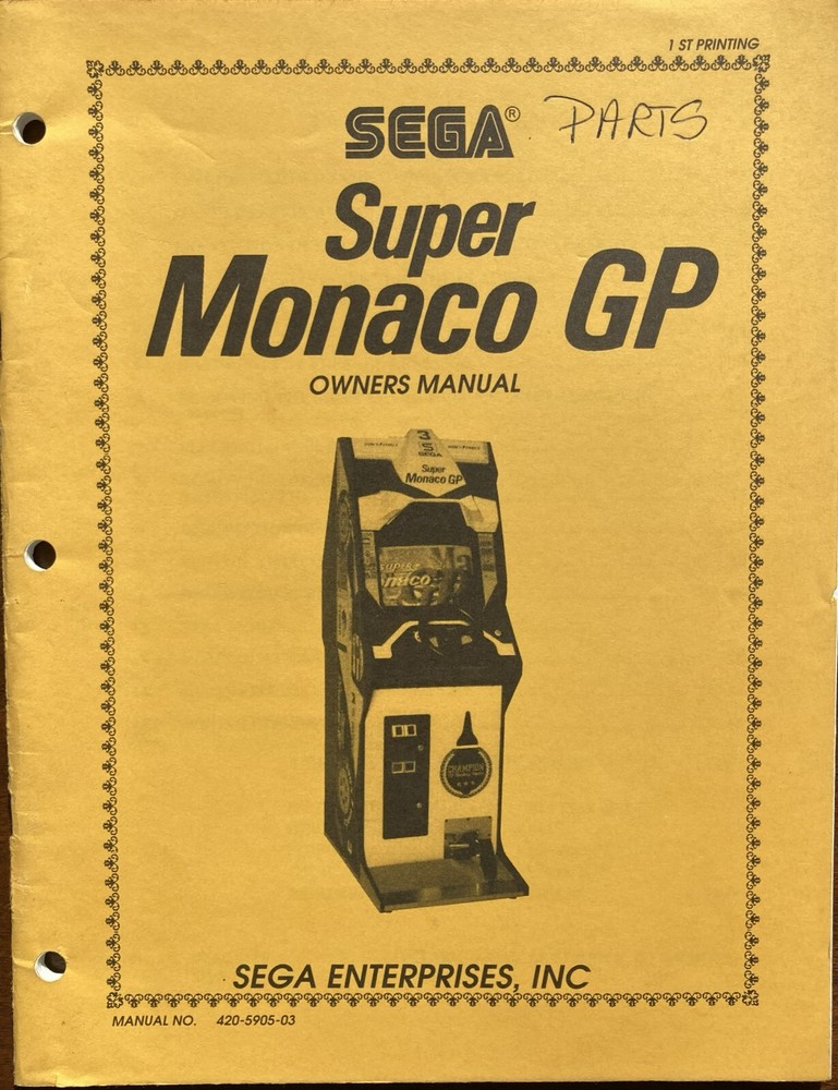 Super Monaco GP Upright Arcade Game Manual