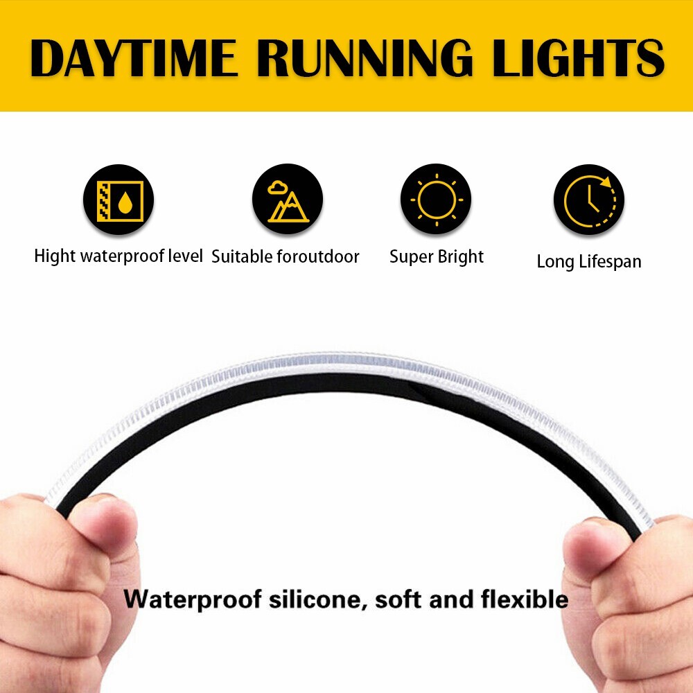 2pcs DRL Headlight Strip LED Light Daytime Running Sequential Turn Signal Lamp