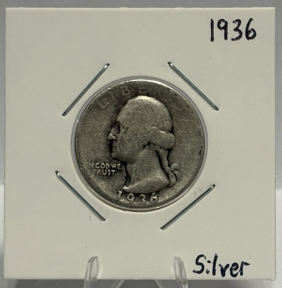 1936 Silver Washington Quarter, 90% Silver! 🔥