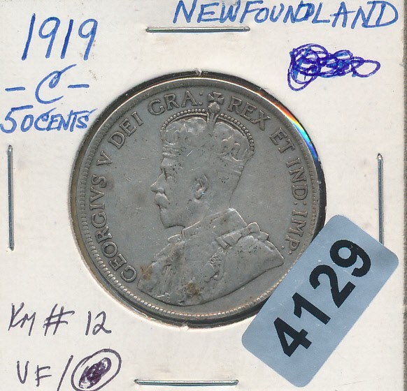 NEWFOUNDLAND - CANADA - 1919-S SILVER HALF - #4129