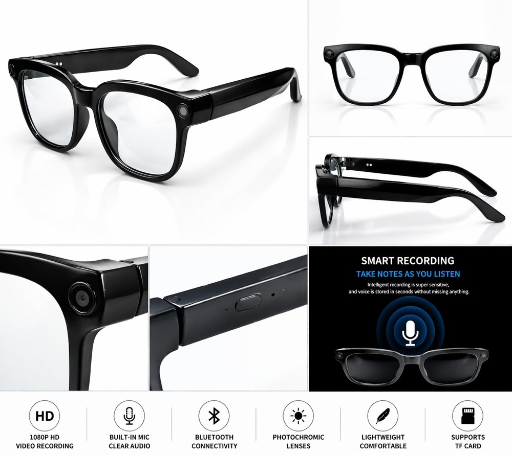 AI Smart Glasses 1080P Camera Bluetooth Translation Tech
