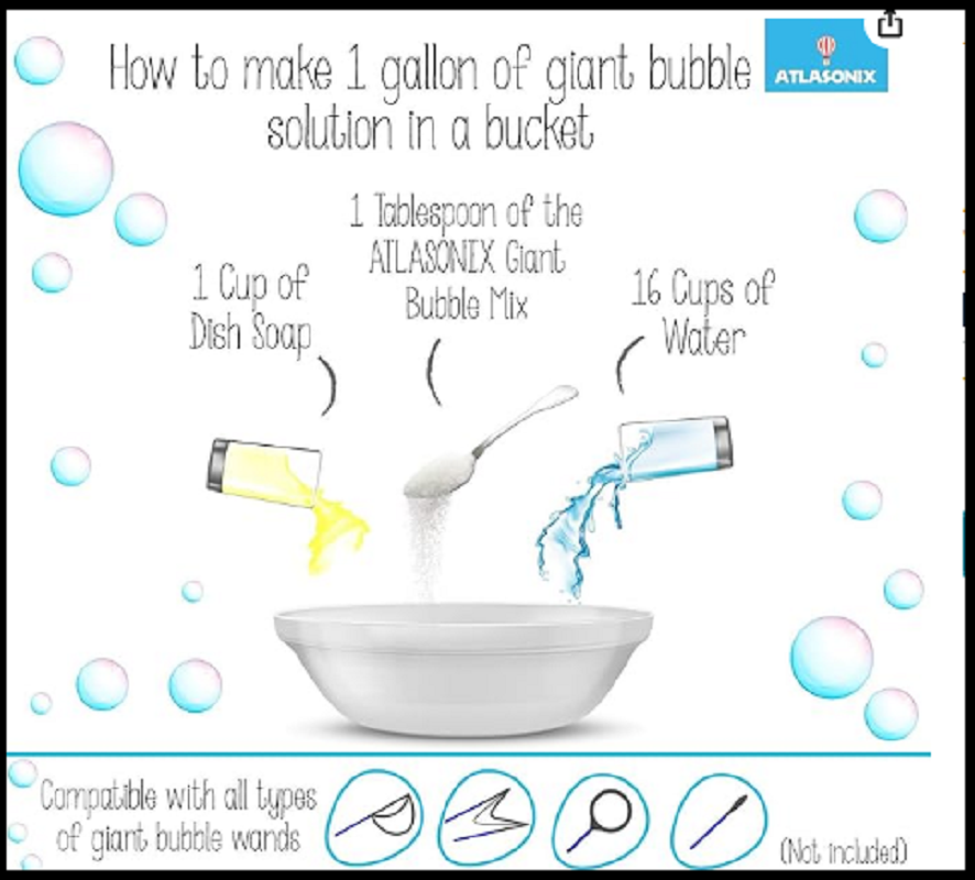Atlasonix Giant Bubble Solution 7 Gallons - Bubble Refill, Giant Bubble Mix for