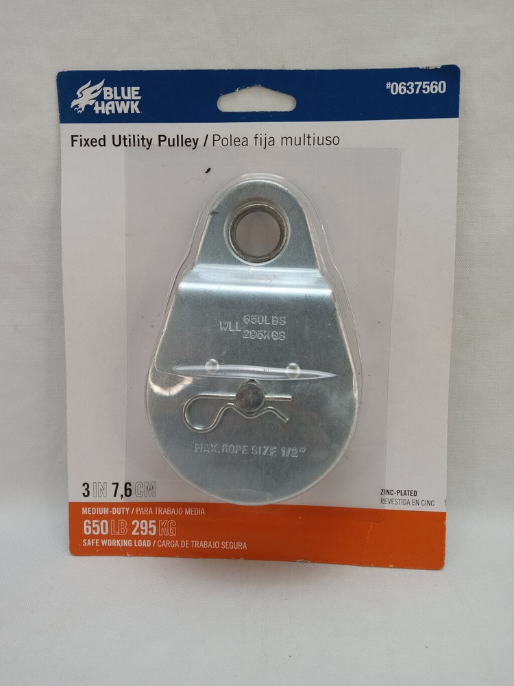 Blue Hawk Zinc Plated Fixed Utility Pulley - 3"