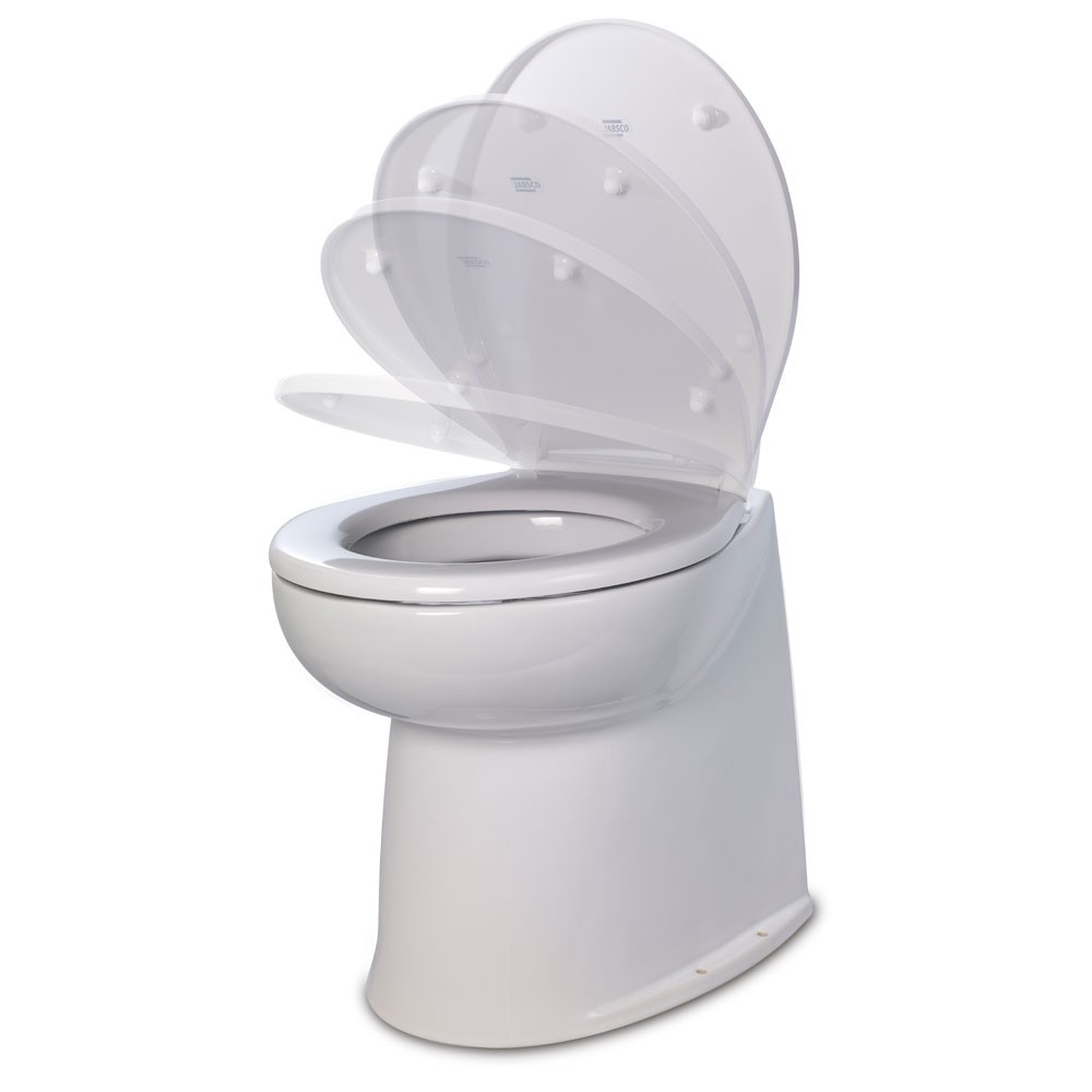 Jabsco 17-inch Deluxe Flush Fresh Water Electric Toilet with Soft Close Lid, 12V