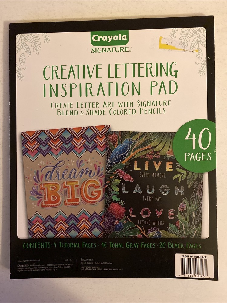 Crayola Creative Lettering Inspiration Pad 40 Pages Letter Art Tutorial Crafts