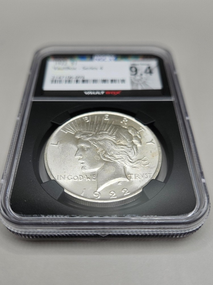 1922 Peace Dollar NGCX MS 9.4 (MS 64)