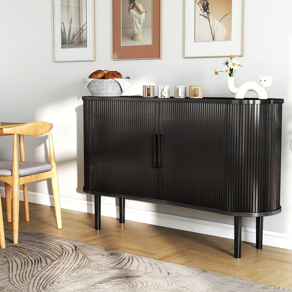 Storage Sideboard 1.4M Long Curved MDF Modern Buffet Cabinet With Doors MSIT