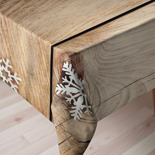 Christmas Tablecloth, Rustic Wooden Planks Texture Image with Stylized