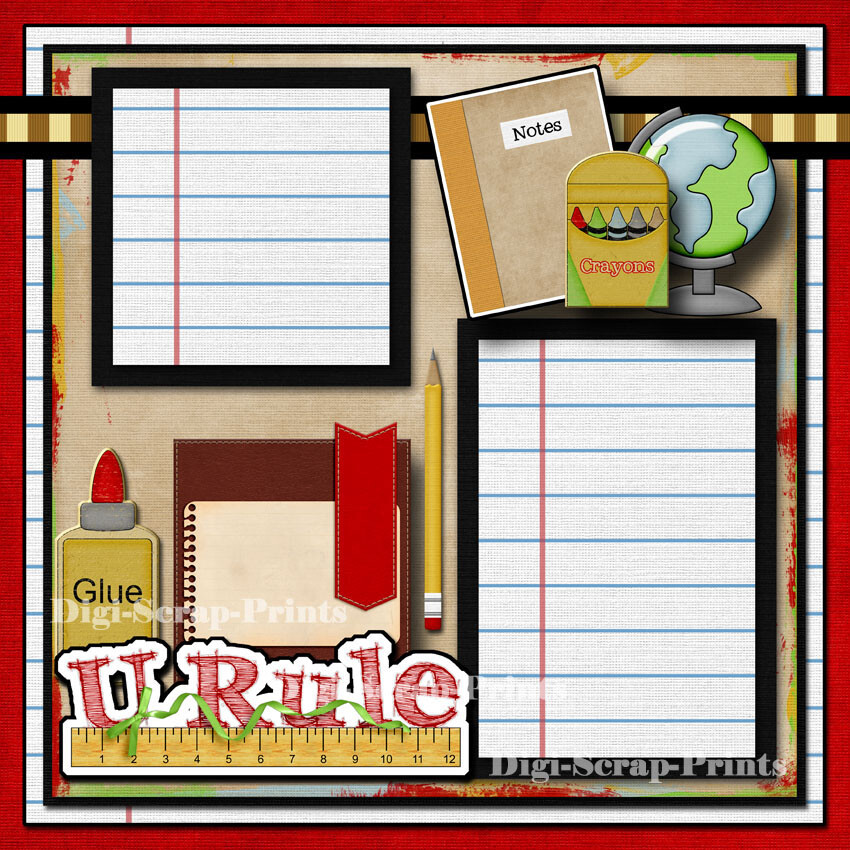 HALL PASS ~ BOY SCHOOL 2 Premade Scrapbook Pages paper layout DIGISCRAP #A0244