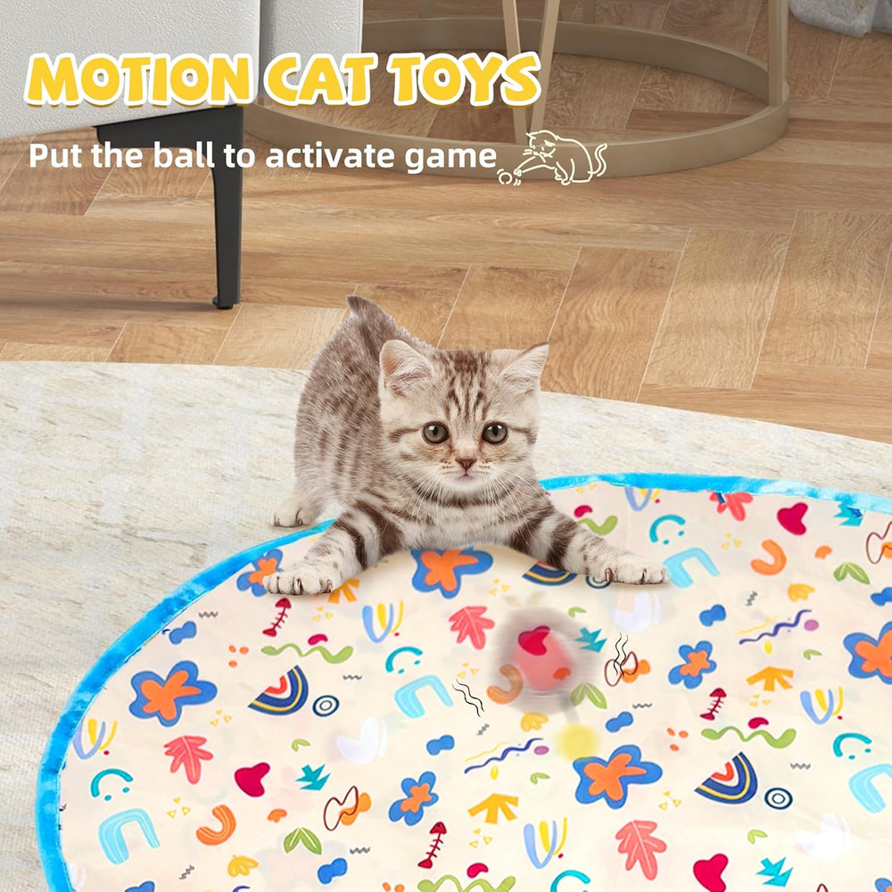 Interactive Cat Toys, Fast Rolling Ball in Play Mat, Automatic Motion Activated