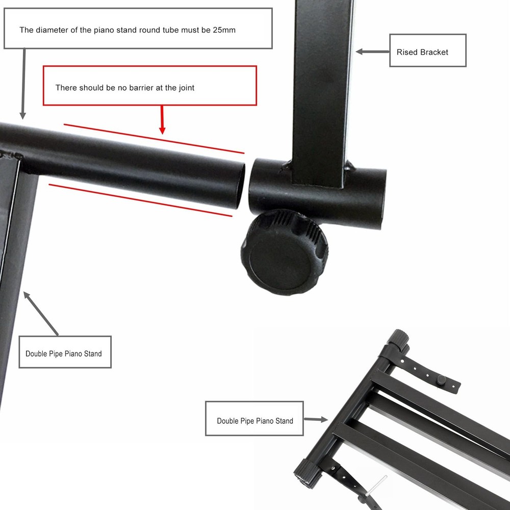Universal L Shaped Second Tier Stand, 2 Tier, Adjustable 16.5-29.5in, Extension