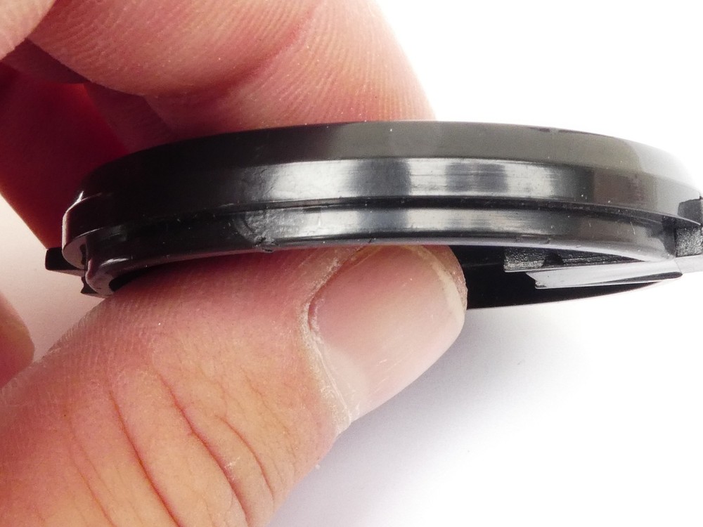 Used 49mm Lens Front Cap Black snap-on type made in Taiwan plastic