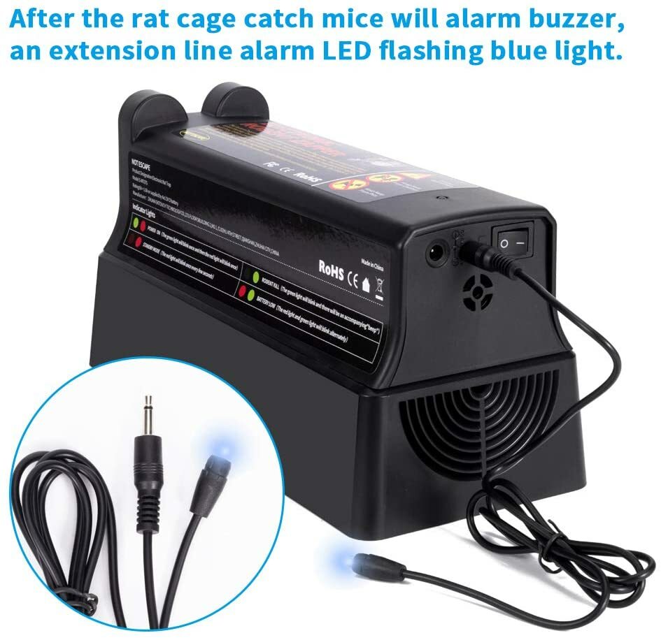 US High-Voltage 7000V Electronic Rat Trap - Electric Rodent Zapper with Control
