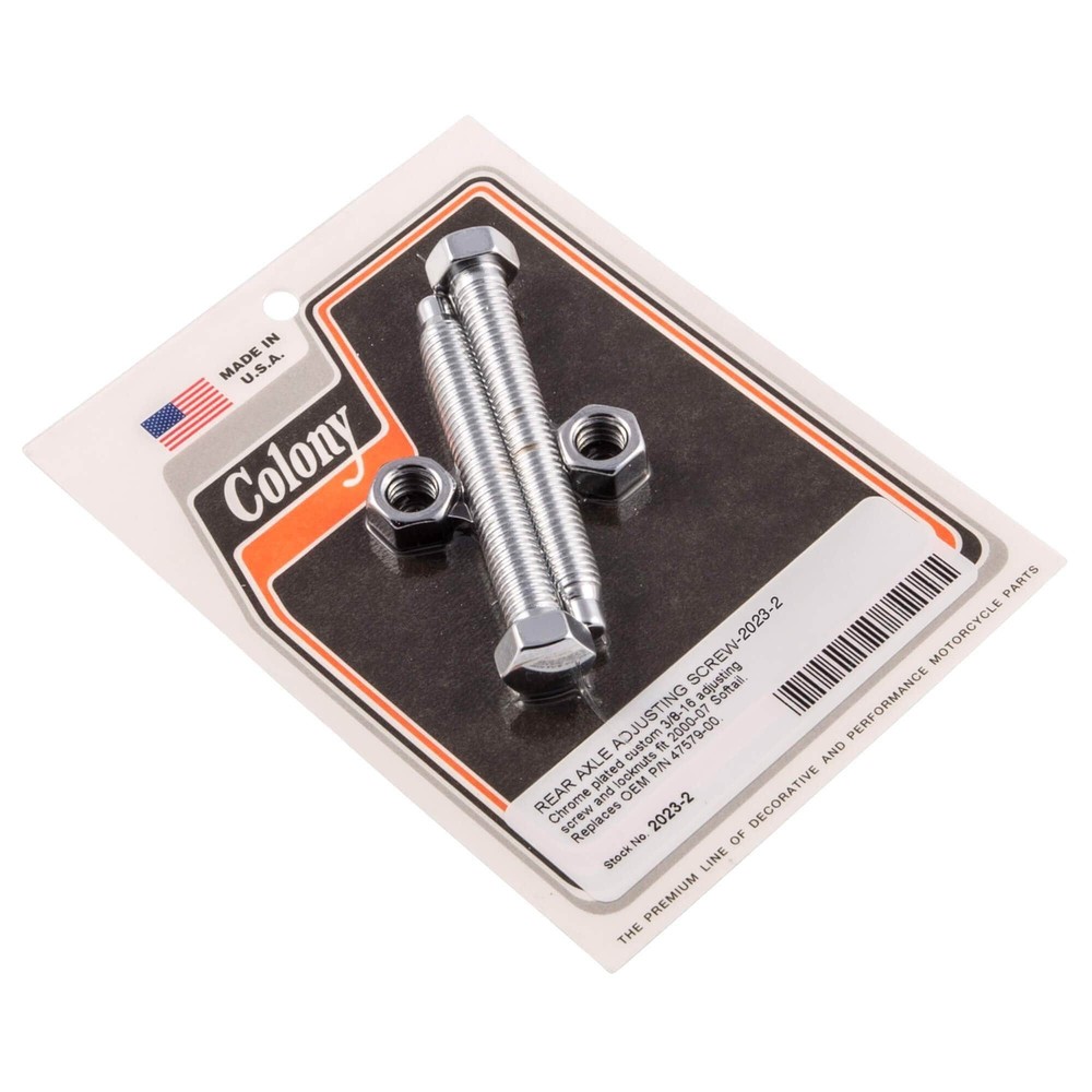 #2023-2 Rear Axle Adjusting Screw 2000-07 Harley-Davidson Softail Chrome Colony